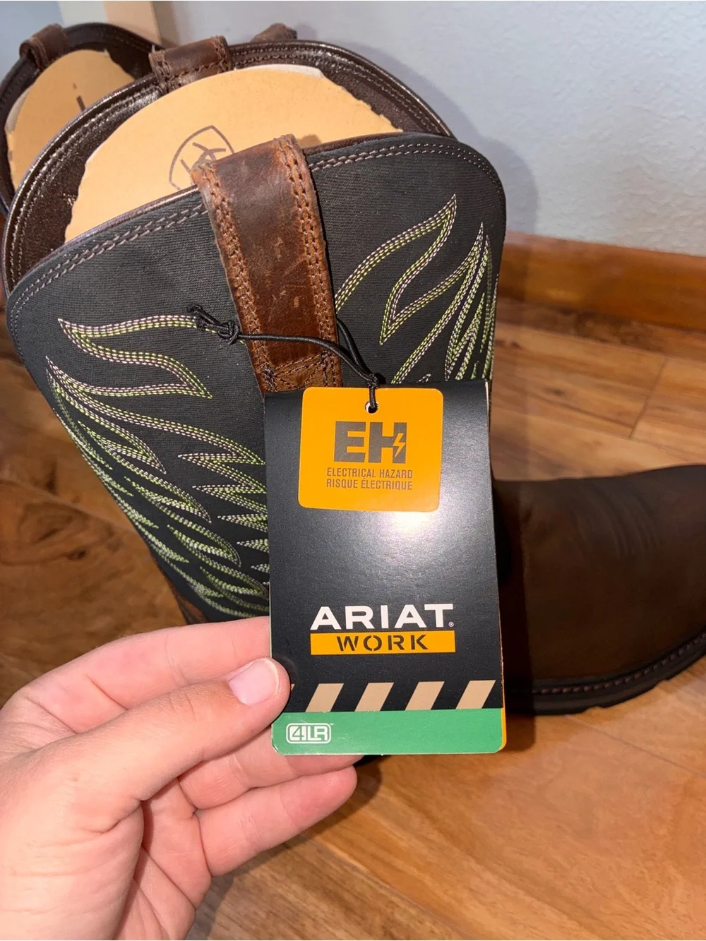 Ariat Men’s Harvester Pull-On Work Boots, brown/black - size 14 EE (wide)